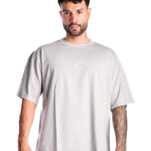 Camiseta Oversize Básica Tela Fría Gris Jaspe