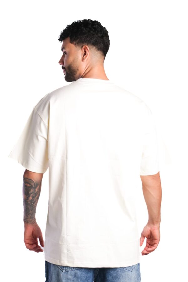 Camiseta Oversize Básica Tela Fría Crema - Imagen 2