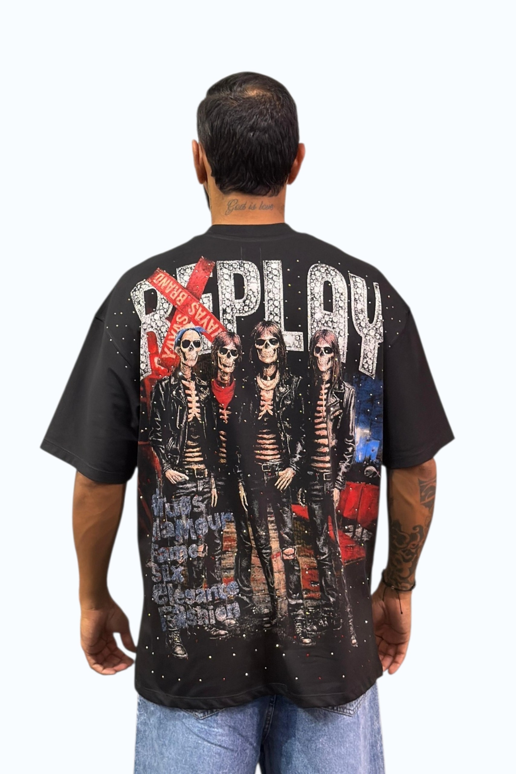 Camiseta Oversize Pedrería Alto Gramaje SKULL