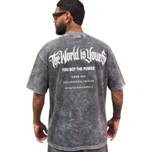 Camiseta Oversize Acidwash The World Is Yours